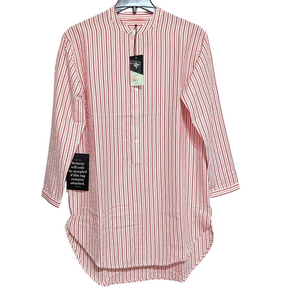 Tuckernuck Bodie Mini Shirt Dress Medium Seersucker Pink Stripe Resort Vacation - Picture 3 of 14